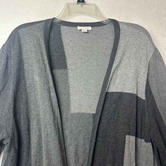 J Jill cardigan sz XL long line open gray‎ colorblock minimalist bamboo rayon - Picture 2 of 4